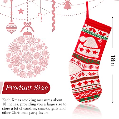 Cindeer 8 Pack 18 Inch Knit Christmas Stockings Santa Snowman Reindeer Holiday Decor