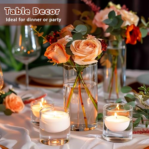 Clear Glass Cylinder Vases 6 Inch - Set of 12 Flower & Candle Holders