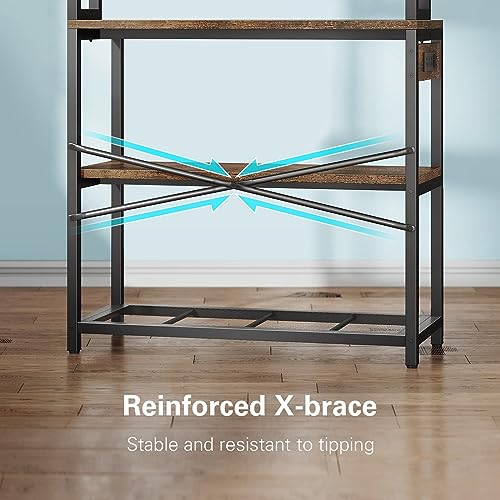 5-Tier Bakers Rack with Power Outlets, 38-Inch Microwave Stand Storage