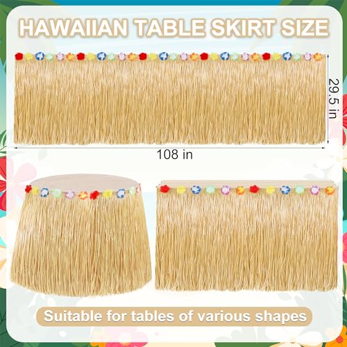 Hawaiian Grass Table Skirt - 108-Inch Tropical Luau Party Decoration