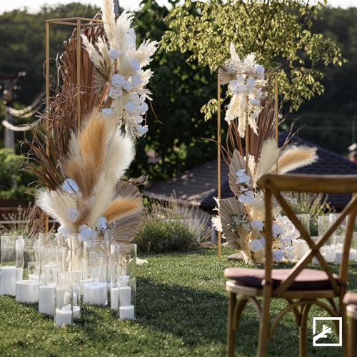 Faux Pampas Grass Decor 17-Inch Artificial Stems - 6 Pack for Boho Home