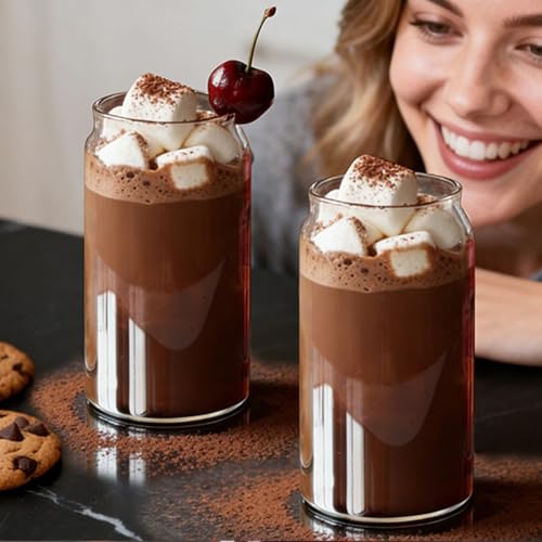 17oz Can Shaped Drinking Glasses Set of 10, Clear Glass Tumblers for Iced Coffee