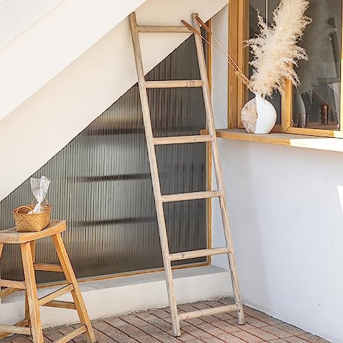 6ft Rustic Wooden Blanket Ladder - Fully Assembled Farmhouse Decor Rack