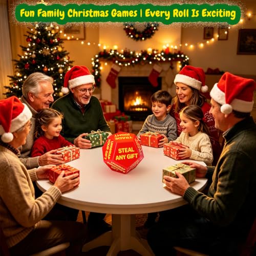 Santa Swap Gift Exchange Dice — 12-Sided White Elephant Party Game