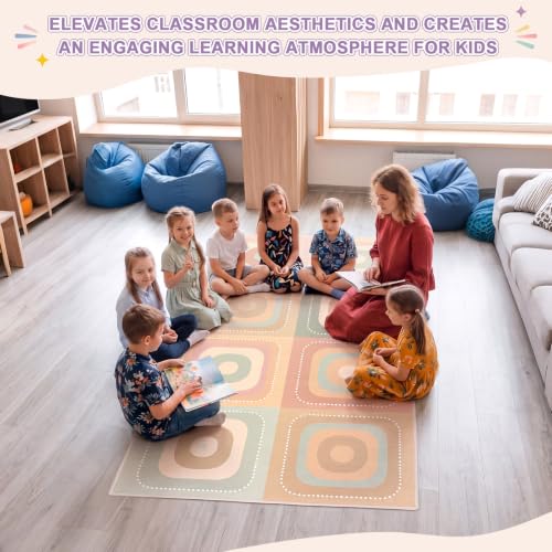 Amylove Classroom Rug 3x5 ft Rounded Squares Seat Soft Boho Kids Playroom Area Carpet