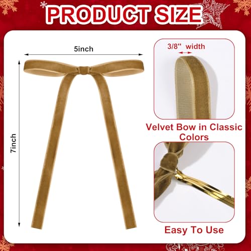 24 Pcs Velvet Bows for Christmas Tree, 5x7" Vintage Craft Decor