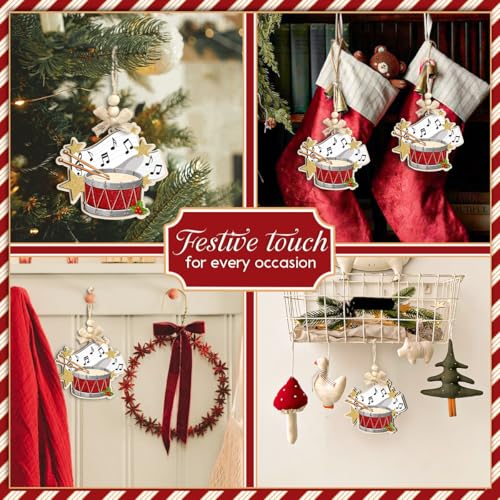 Red Drum Christmas Ornament - Wooden Drummer Ornament for Christmas Tree