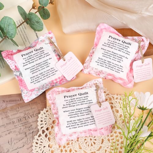 6-Pack Pink Prayer Quilt Set with Cross & Scripture Pockets