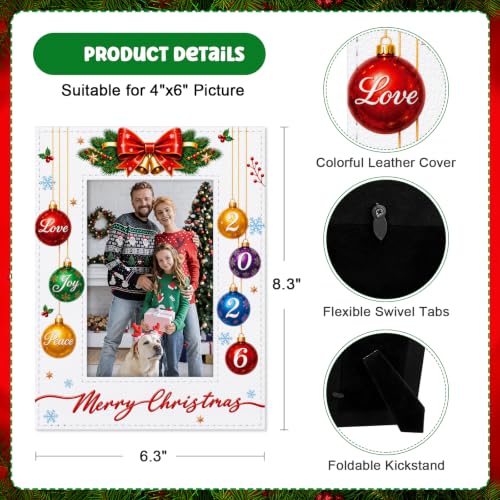 WaaHome Christmas Picture Frame 4x6 White 2026 Holiday Photo Decor