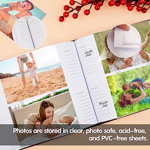 4x6 Photo Album with Writing Space - 240 Capacity PU Leather Keepsake Book