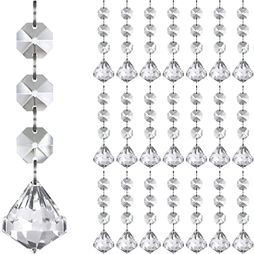 30-Pack Clear Acrylic Hanging Crystal Diamond Ornaments for Christmas Tree Decor