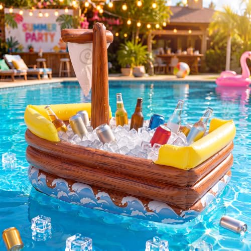 Inflatable Boat Cooler 39 Inch Tropical Party Float for Pool & Beach