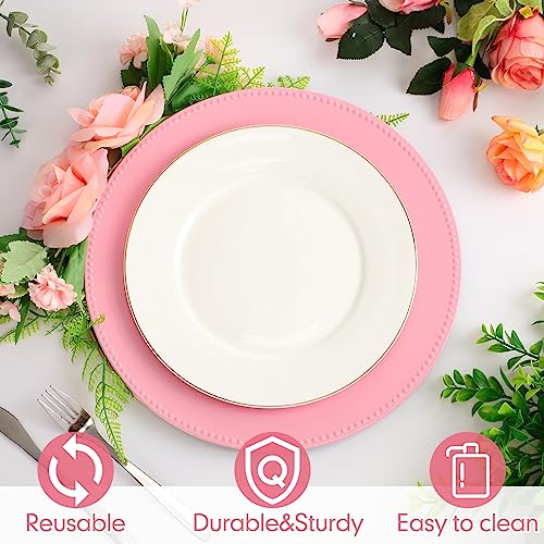 Gerrii Pink Beaded Charger Plates 13-inch Set of 12 for Table Decor