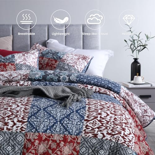 California King Quilt Set - 100% Cotton Reversible Comforter with Shams