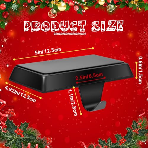 Heavy-Duty Metal Christmas Stocking Holders for Mantel - Set of 4 (Black)