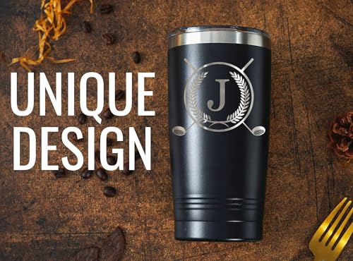 Onebttl Initial-J 20oz Golf Gifts Travel Mug for Men - Spill-Proof Lid, Stainless Steel