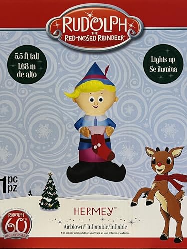 Gemmy 5.5' Hermey The Elf Rudolph Airblown Inflatable Christmas