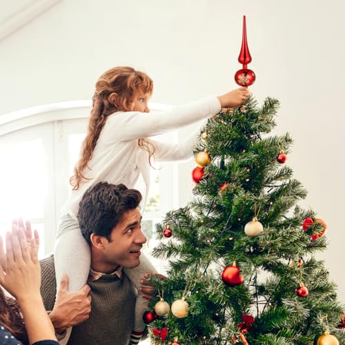 NUOBESTY Red Christmas Tree Topper - Hand-Painted Plastic Finial for Holiday Decor