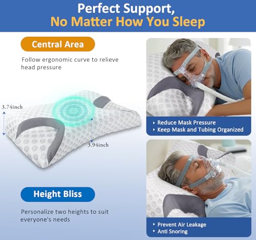 CPAP Pillow for Side Sleepers | Memory Foam Neck Support Pillow