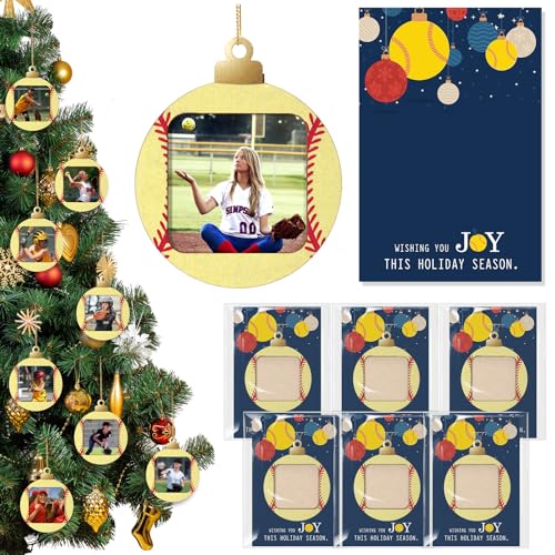 Vercraft Softball Christmas Ornament Set with Photo Frames & Greeting Cards
