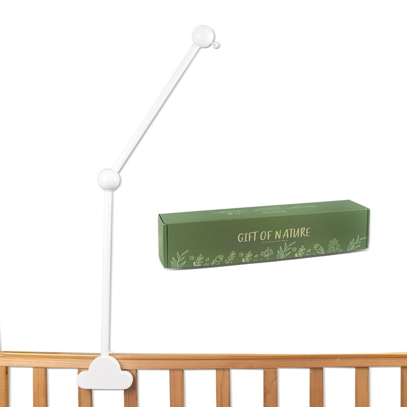 HLEEDUO 27 INCHES Crib Mobile Arm, 360° Rotating Mobile Arm for Crib,White Wooden Mobile for Crib, Adjustable Crib Accessories Safe Anti Slip Set,Mobile Holder for Crib,Nursery Cloud Design