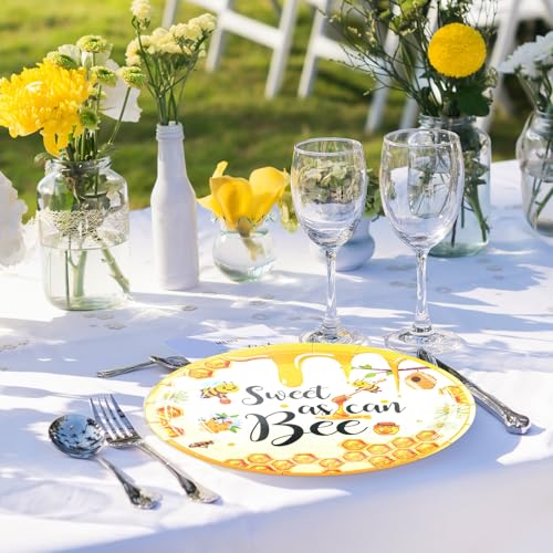 50-Pack Bee Theme Disposable Paper Dessert Plates for Party, Baby Shower & Birthday