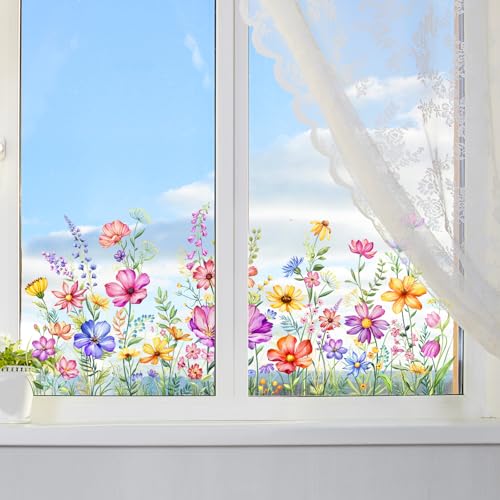 Wildflower Window Clings - Colorful Floral Stickers for Glass