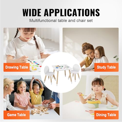 White Kids Table and Chairs Set - Toddler Multi-Activity Play Furniture