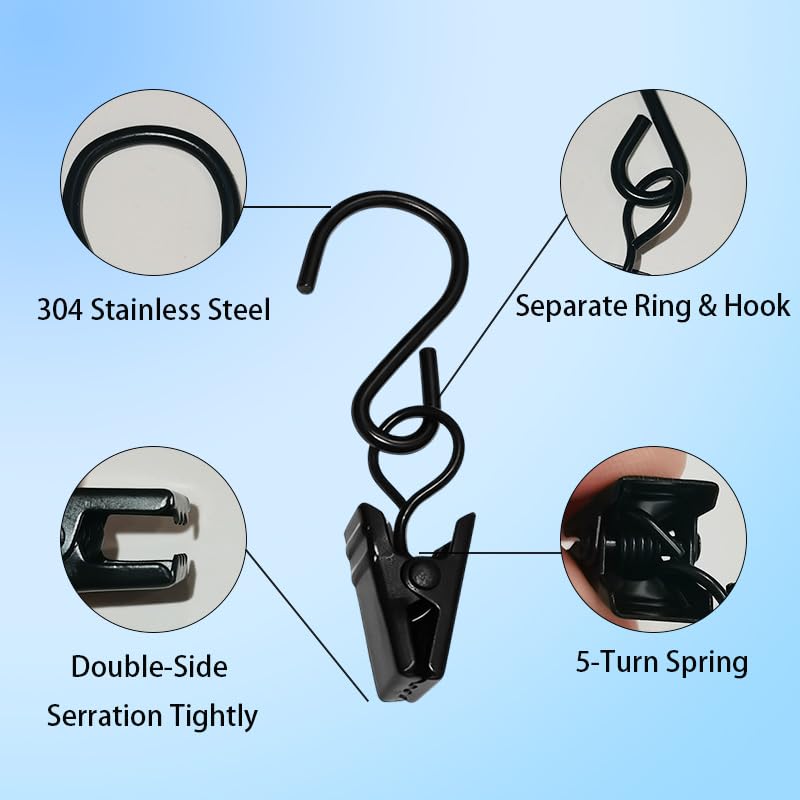 S Hook Curtain Clips Set of 20 Stainless Steel Hanging Clips with Hook