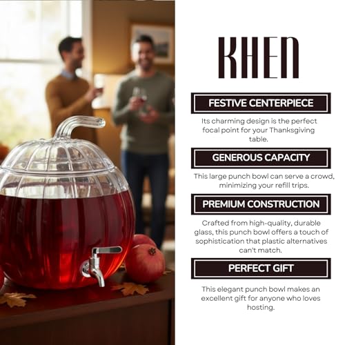 2-Gallon Glass Pumpkin Beverage Dispenser with Spigot for Parties