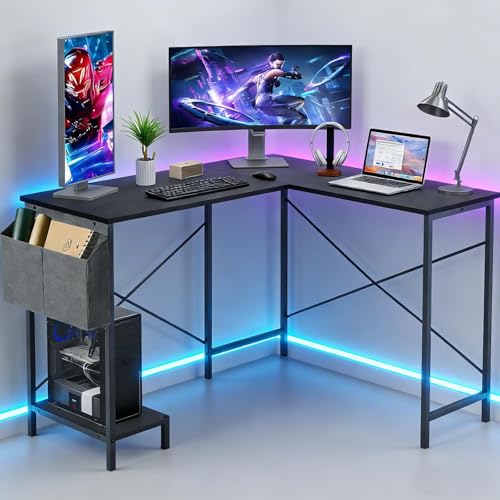 50-Inch Reversible L-Shaped Computer Desk with CPU Stand & Storage Bag
