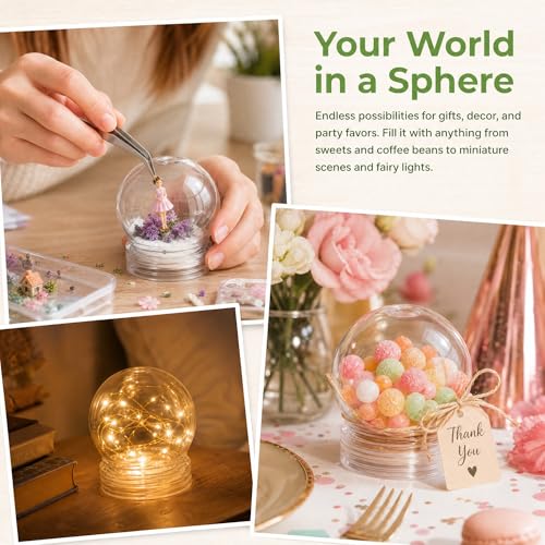 Clear Plastic DIY Snow Globes - 3-Inch Fillable Water Globes (20 Pack)
