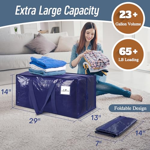 FYGRIP Extra Heavy Duty Large Moving Bags 6 Pack, Dark Blue