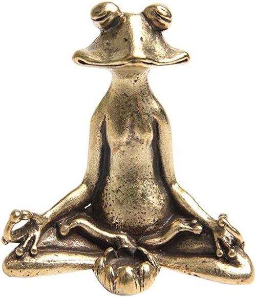Acxico Solid Brass Frog Figurine - Charming Small Frog Statue for Home Decor | Unique Animal Ornament