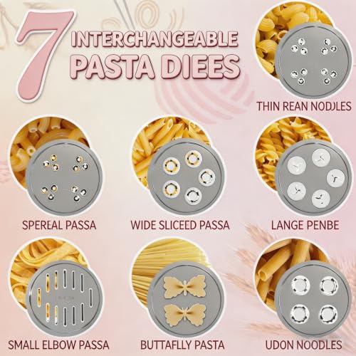 Pasta Maker Attachment with 7 Interchangeable Plates for Stand Mixers