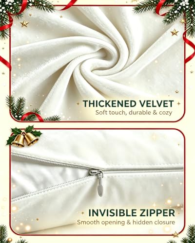 Pink Velvet Christmas Pillow Covers 18x18 Set of 4 - Nordic Holiday Home Decor