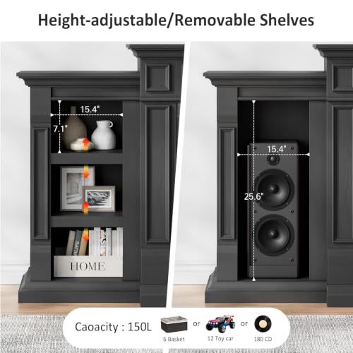 Naice 80" Electric Fireplace with Mantel TV Stand for Living Room |