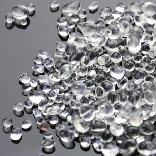 Transparent Sea Glass Stones, 1 lb Irregular Tumbled Glass Pebbles for Crafts