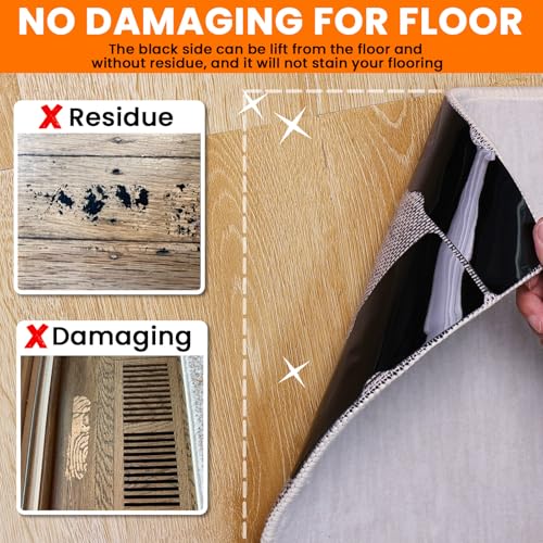 Reusable Non-Slip Rug Grippers - 12 Pack Double-Sided Carpet Tape for Floors
