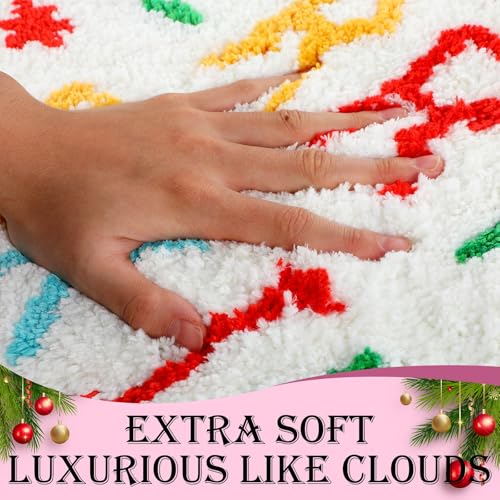 Pink Christmas Tree Bathroom Mat Set - 2 Piece Holiday Rug Decor - Christmas Tree Variation