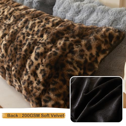 Leopard Print Body Pillow Cover 20x54 - Soft Faux Rabbit Fur