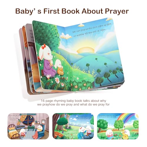 Baby Girl Baptism Gift Set - 7" Praying Bunny Plush & Prayer Book Box Set