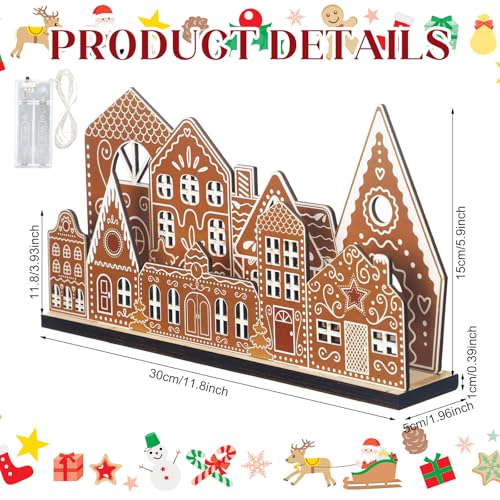 Light-Up Wooden Gingerbread House Tabletop Christmas Village Decoration