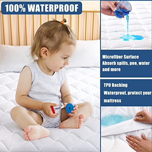 Twin XL Quilted Waterproof Mattress Pad - Breathable Cooling Protector