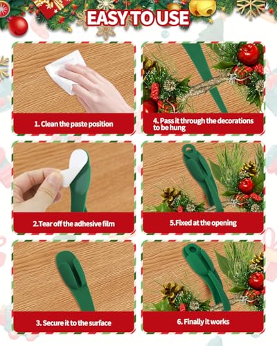 6 PCS Christmas Garland Hanger Hooks for Mantle, 8-Inch Silicone Holders