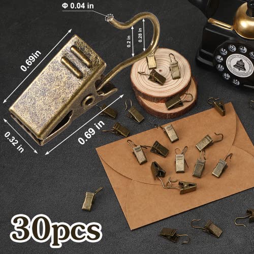 30 Pack Mini Bronze Curtain Clips - Heavy-Duty Metal Hook Clips for Hanging
