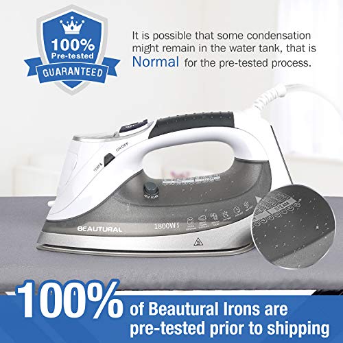 BEAUTURAL 1800W Digital Steam Iron with LCD Screen & Ceramic Soleplate