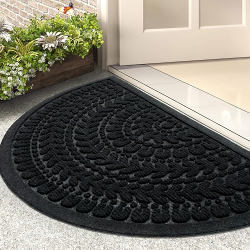 Half Circle Door Mat 17x30 Non-Slip Indoor Outdoor Welcome Entrance Rug