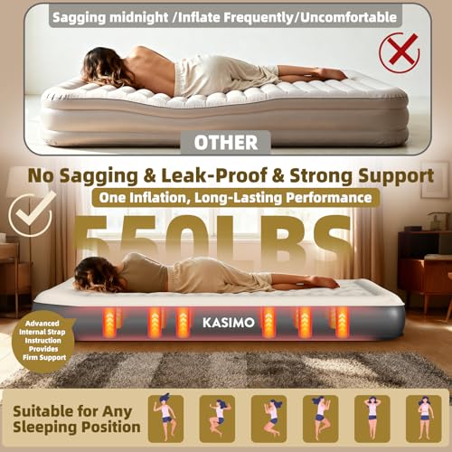 Twin TPU Air Mattress with Cordless Rechargeable Pump for Home & Camping