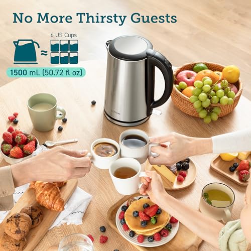 Cosori Stainless Steel Electric Kettle 1.5L, Double-Wall, Plastic-Free Interior